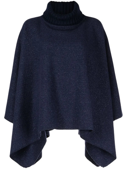 Roll-Neck Lurex-Detail Cape