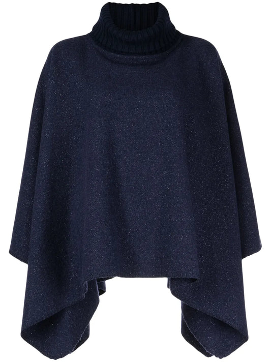 Roll-Neck Lurex-Detail Cape