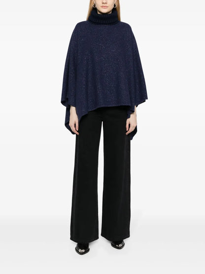 Roll-Neck Lurex-Detail Cape