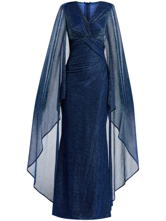 Knot-Detail Cape Maxi Dress