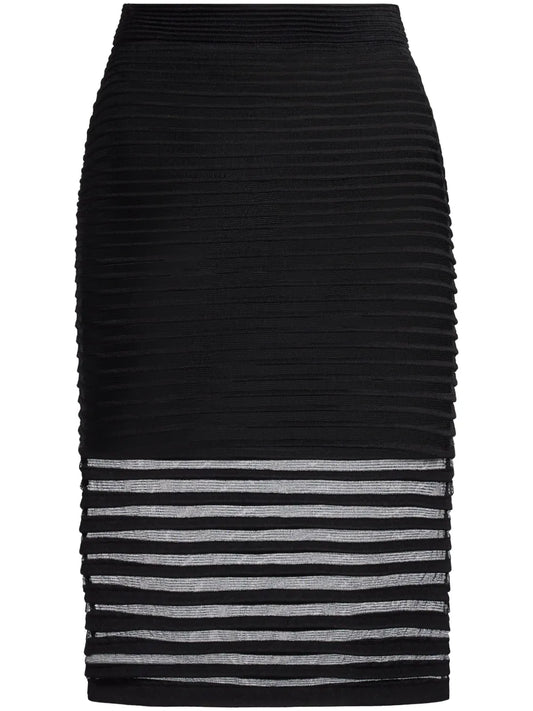 Striped Mesh Pencil Skirt