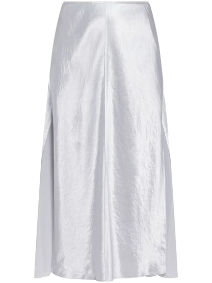 Metallic High-Waist Midi Skirt