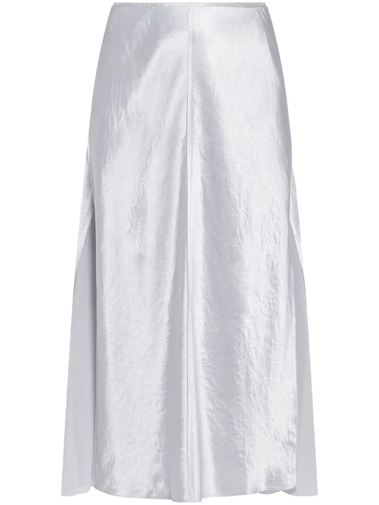 Metallic High-Waist Midi Skirt