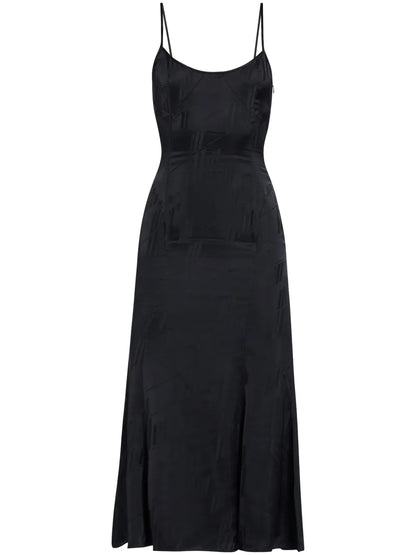 Logo-Jacquard Satin Midi Dress