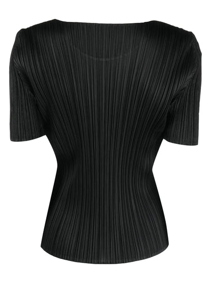 Round-Neck Plissé T-Shirt