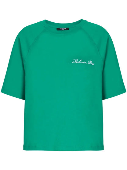 Signature-Embroidered Cropped T-Shirt