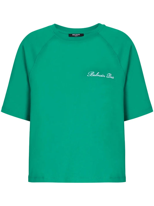 Signature-Embroidered Cropped T-Shirt