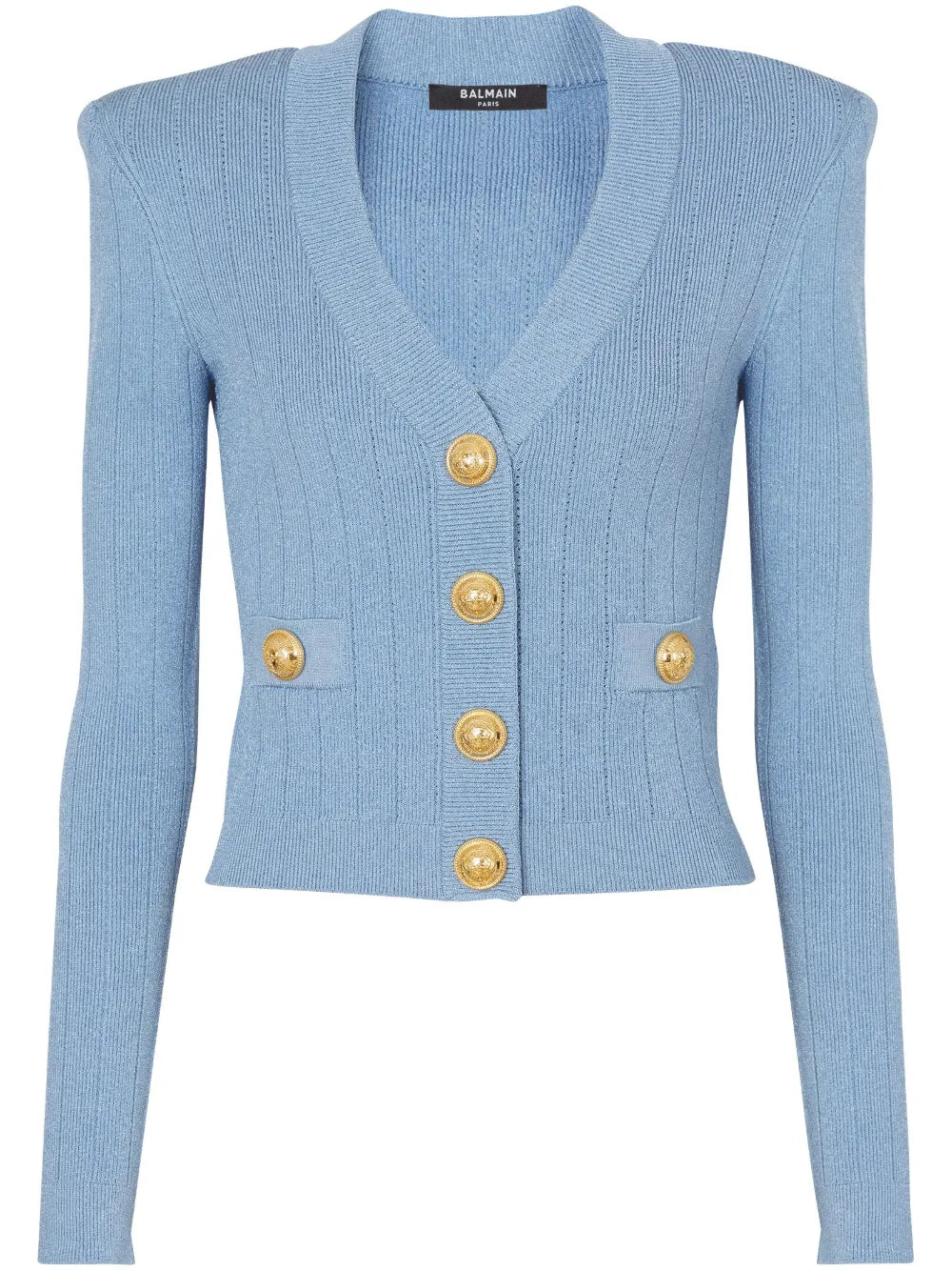 Ribbed-Knit V-Neck Cardigan