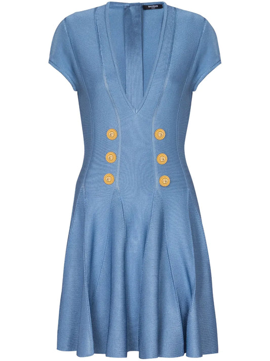6-Button Fine-Knit Minidress