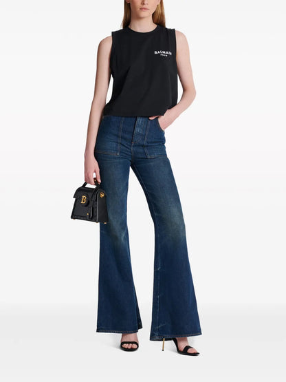 Logo-Flocked Cotton Top