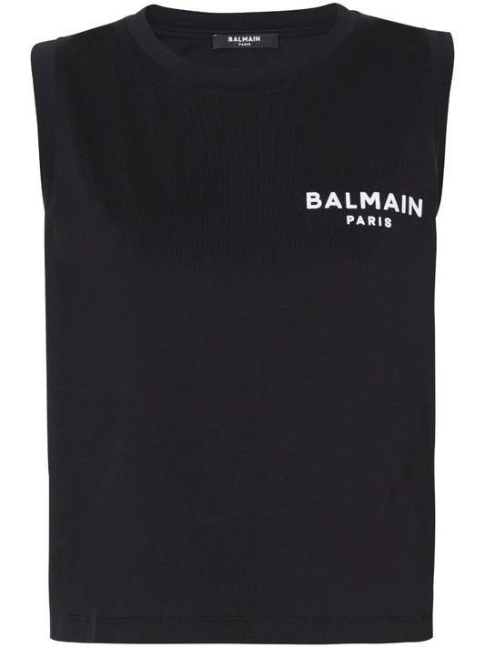 Logo-Flocked Cotton Top