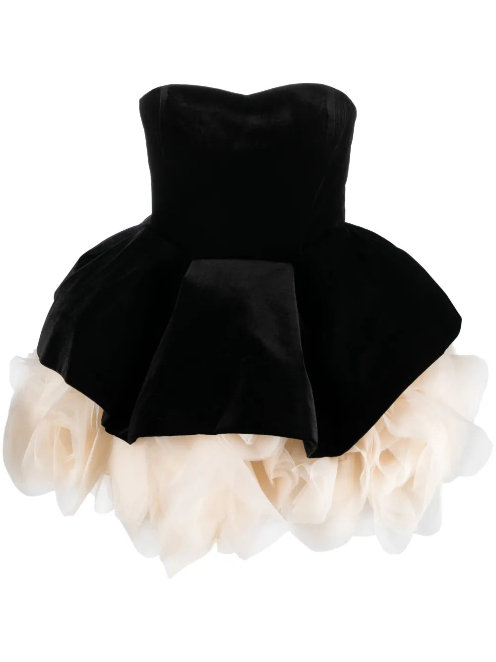 Petal-Layer Velvet Mini Dress