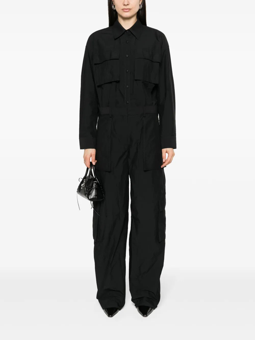Button-Up Ripstop Cargo Jumpsuit