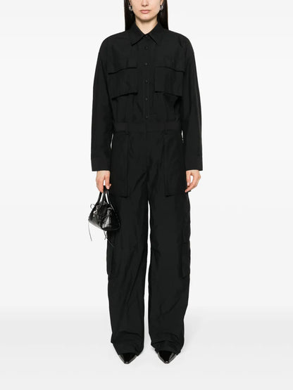 Button-Up Ripstop Cargo Jumpsuit