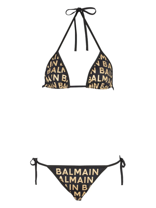 Logo-Print Triangle Bikini Set