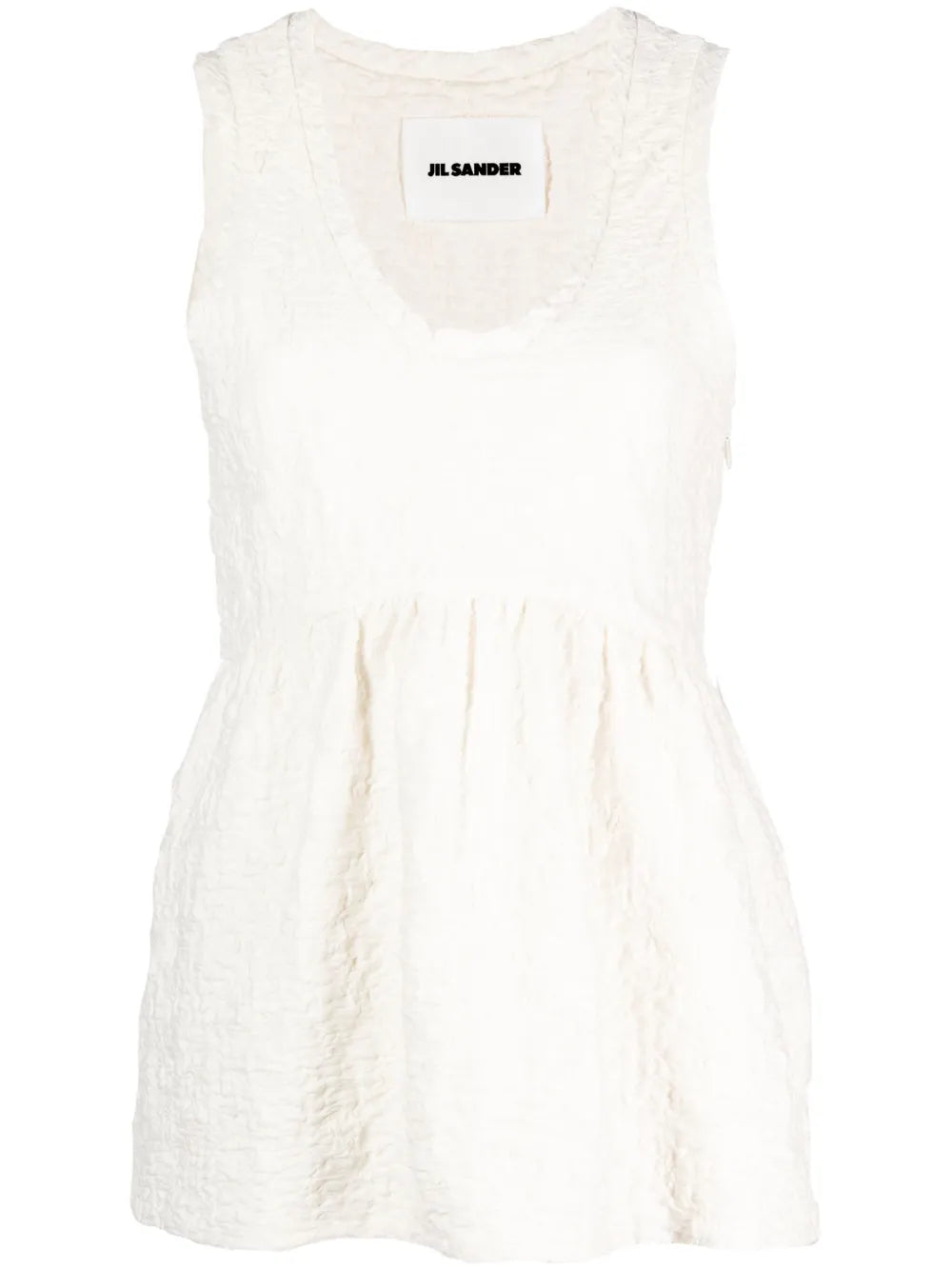 Crinkled Cotton-Blend Sleeveless Top
