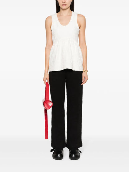 Crinkled Cotton-Blend Sleeveless Top