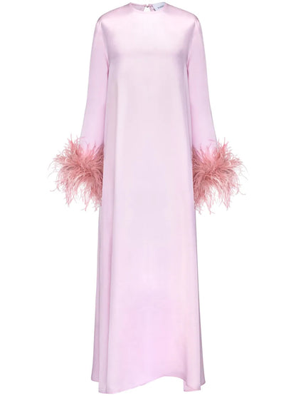 Suzi Detachable Feather-Cuffs Maxi Dress