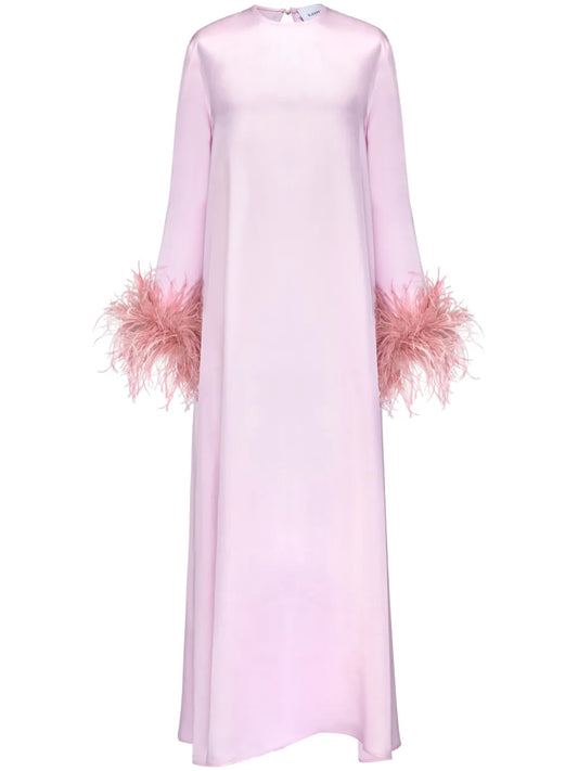 Suzi Detachable Feather-Cuffs Maxi Dress