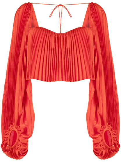 Moston Pleated Cropped Blouse