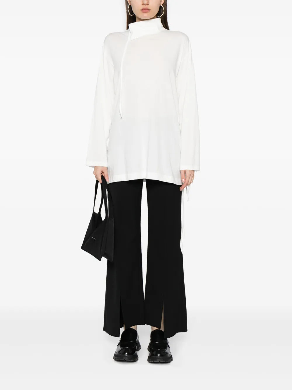 High-Neck Cotton Blouse