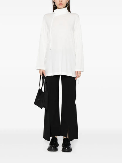 High-Neck Cotton Blouse