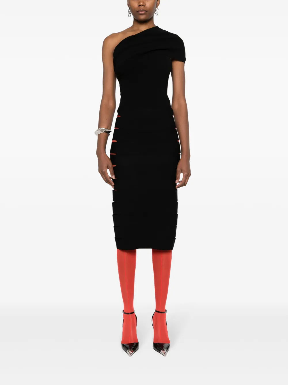 Cut-Out Band Midi Skirt