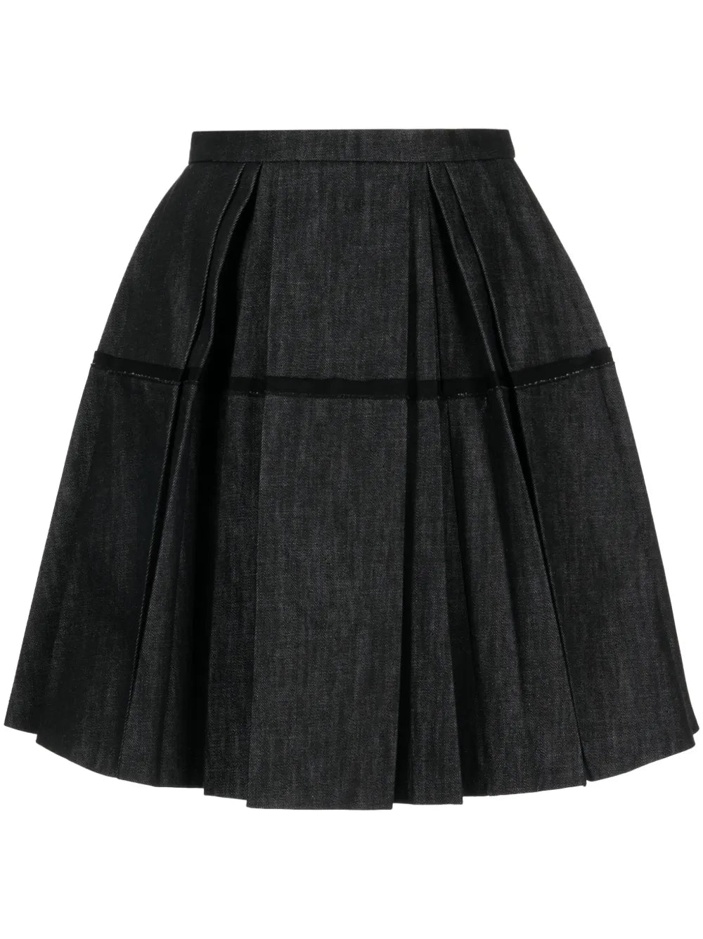 High-Waisted Pleated Denim Skirt