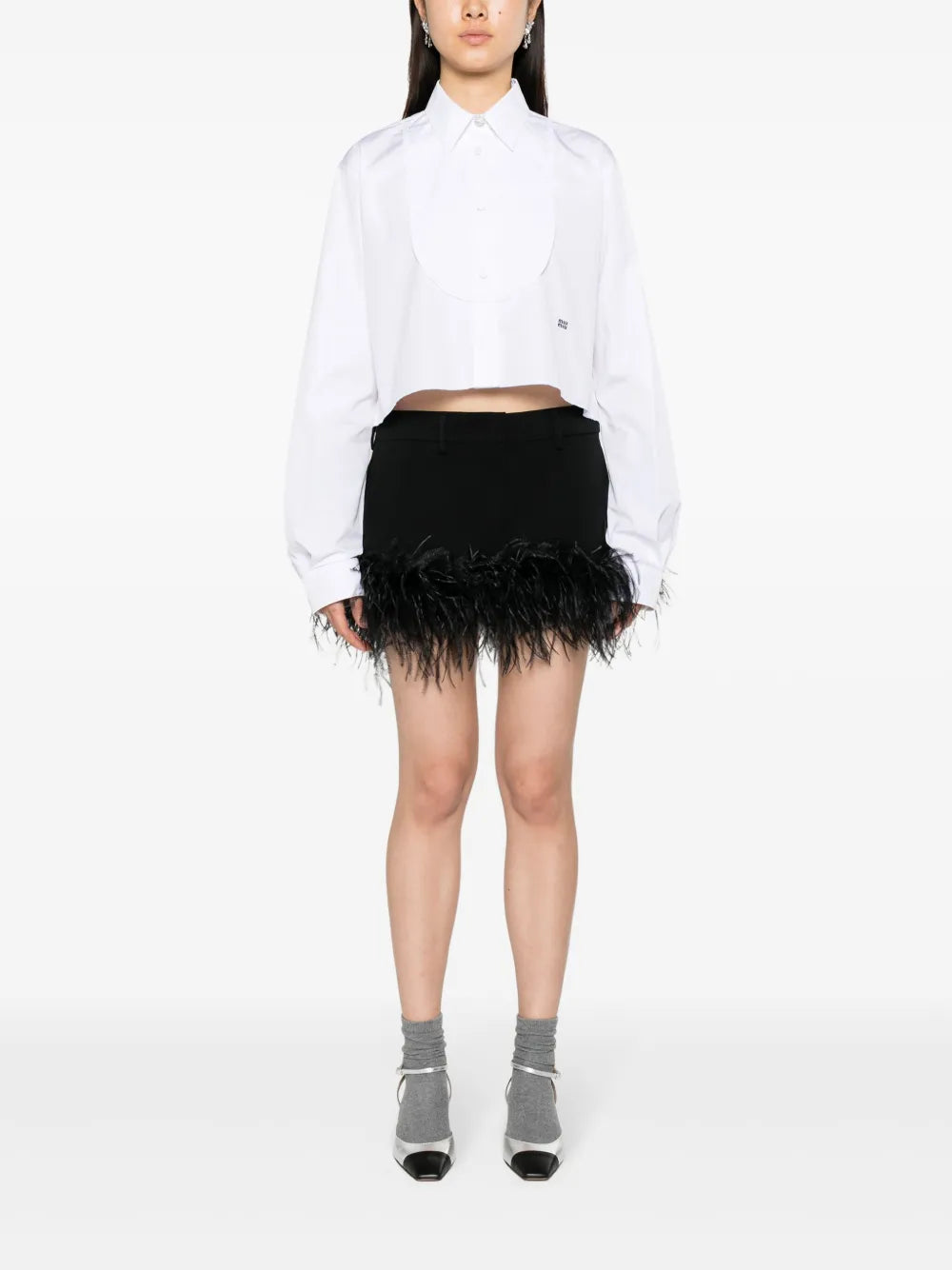 Feather-Trim Miniskirt