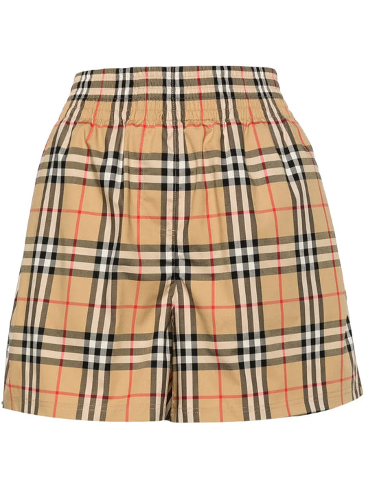 Vintage Check-Pattern Shorts