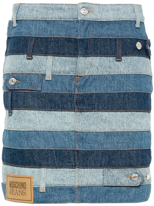 Panelled Denim Mini Skirt