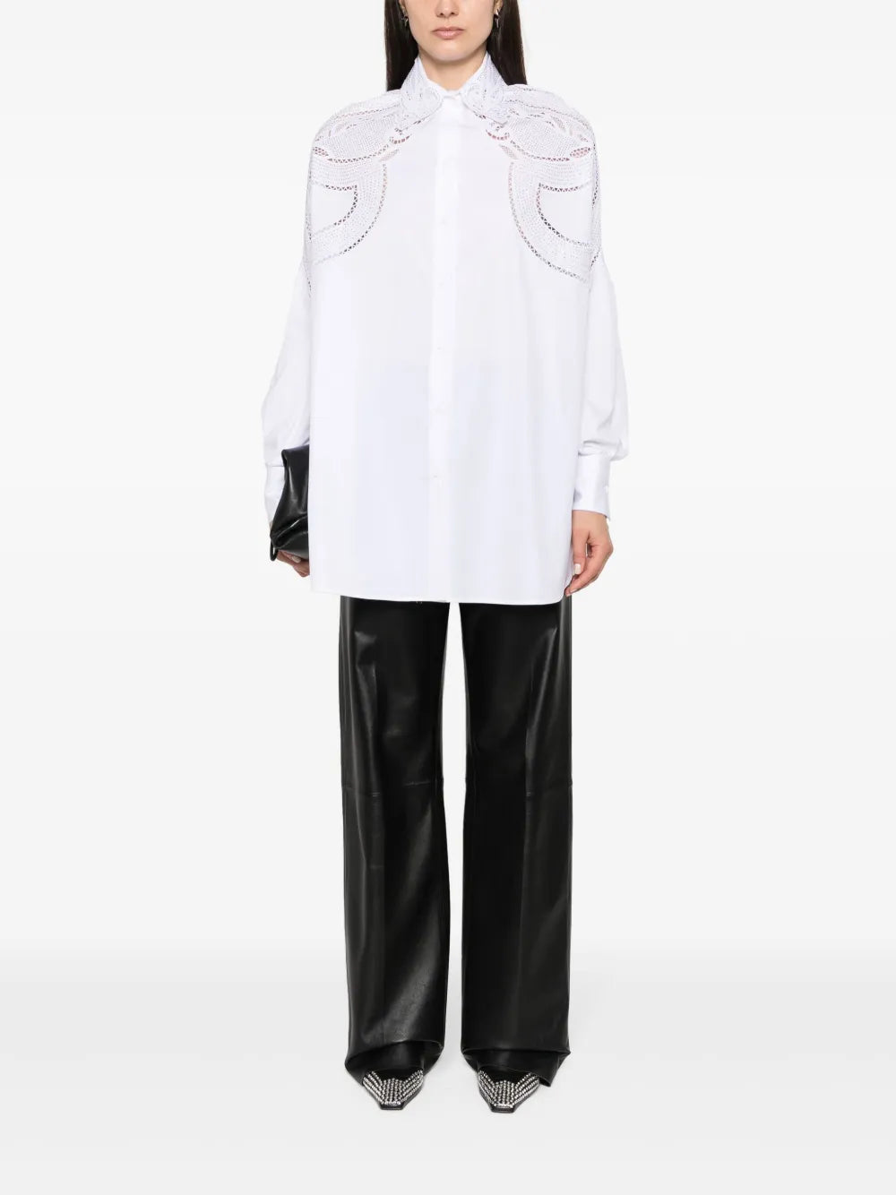 Lace-Detailing Cotton Shirt