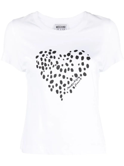 Heart-Print Cotton T-Shirt