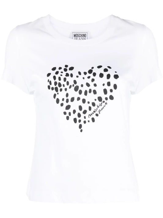 Heart-Print Cotton T-Shirt