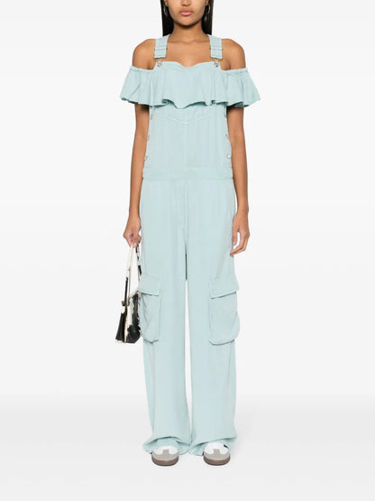 Ruffle-Detail Cold-Shoulder Jumpsuit