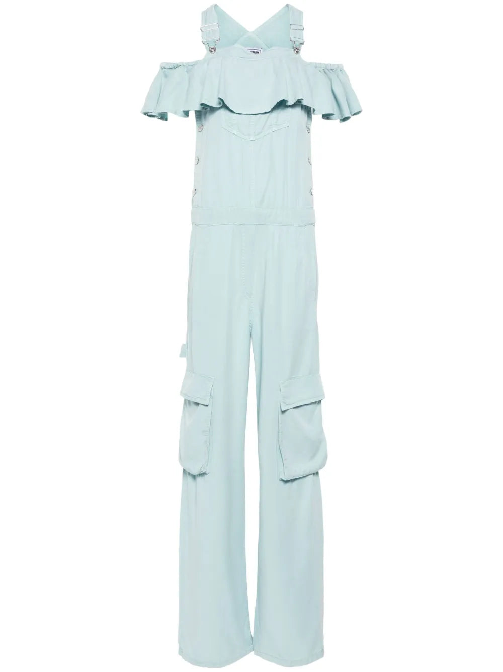 Ruffle-Detail Cold-Shoulder Jumpsuit