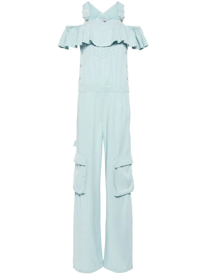 Ruffle-Detail Cold-Shoulder Jumpsuit