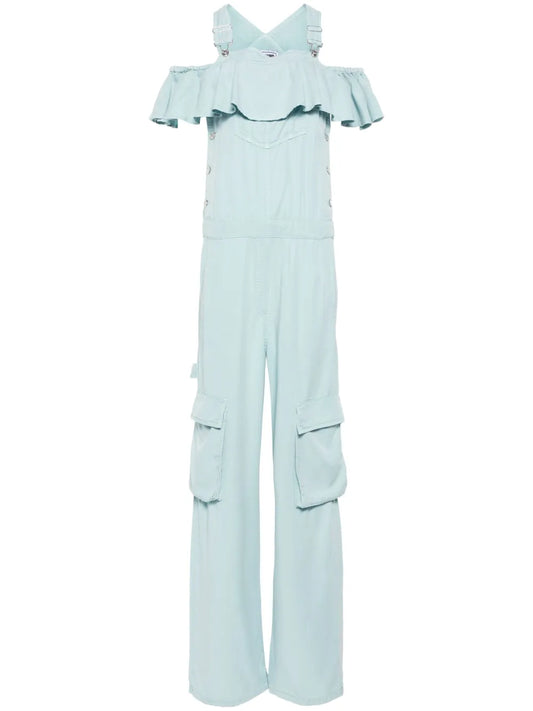 Ruffle-Detail Cold-Shoulder Jumpsuit