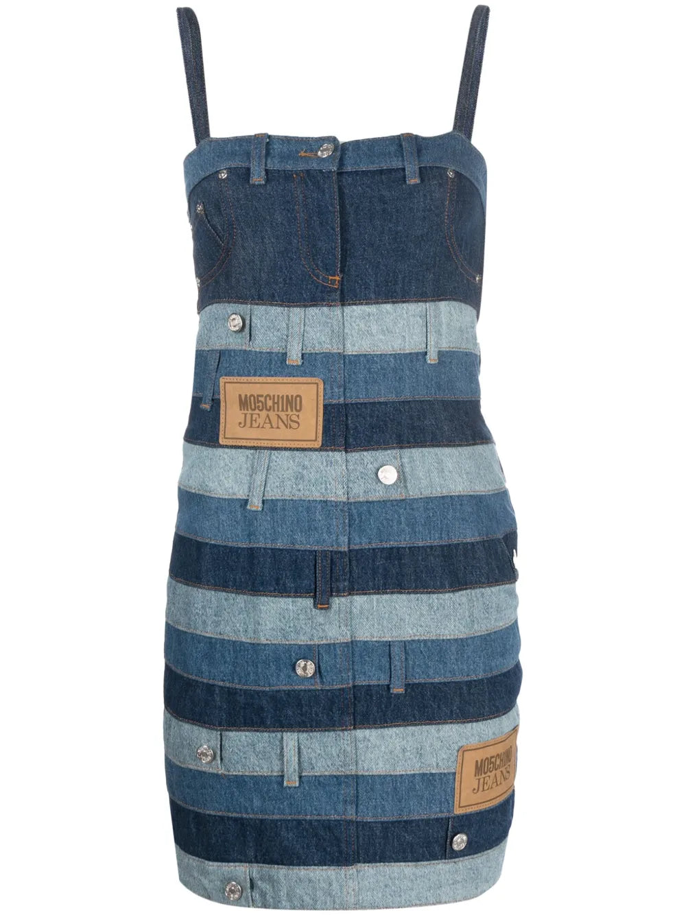 Patchwork-Design Denim Minidress