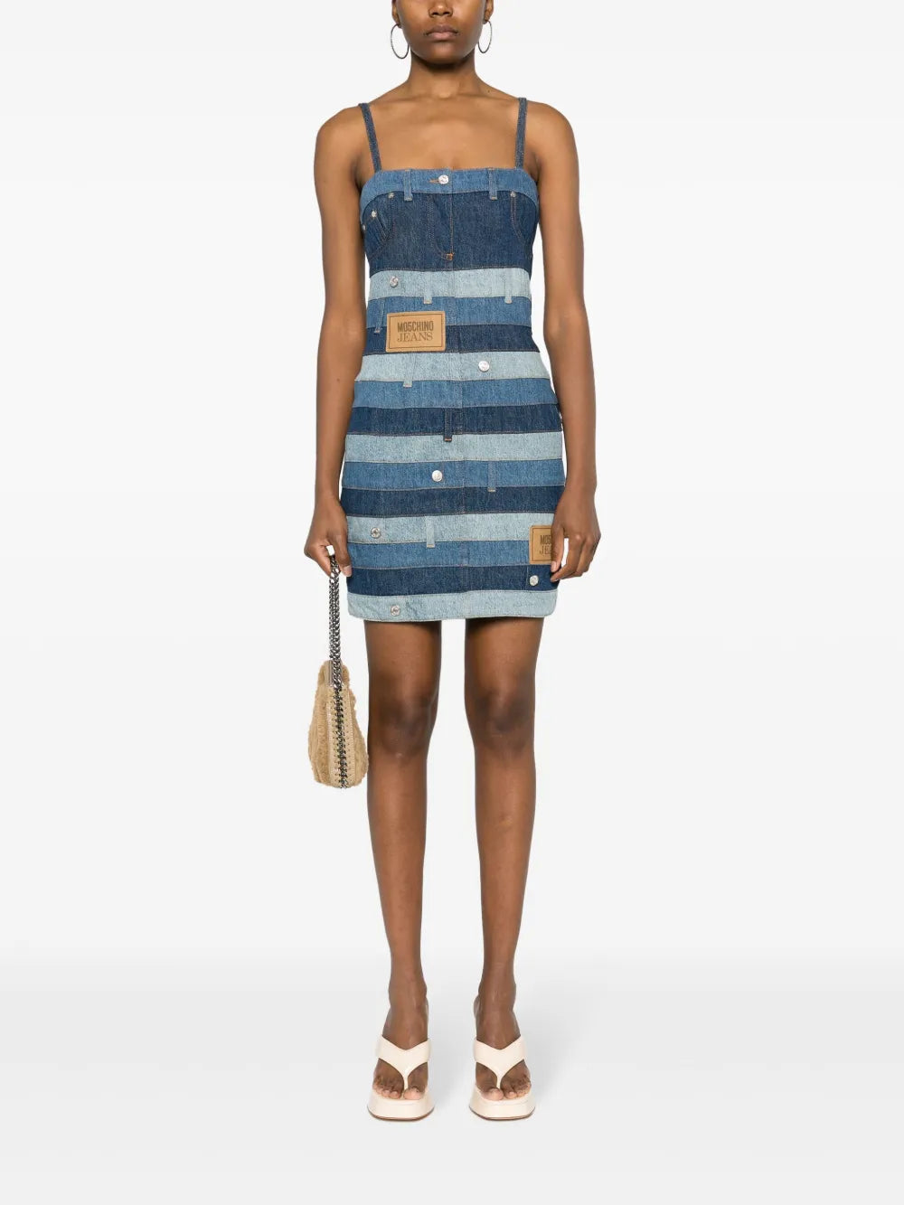 Patchwork-Design Denim Minidress