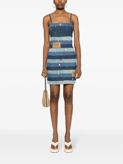 Patchwork-Design Denim Minidress