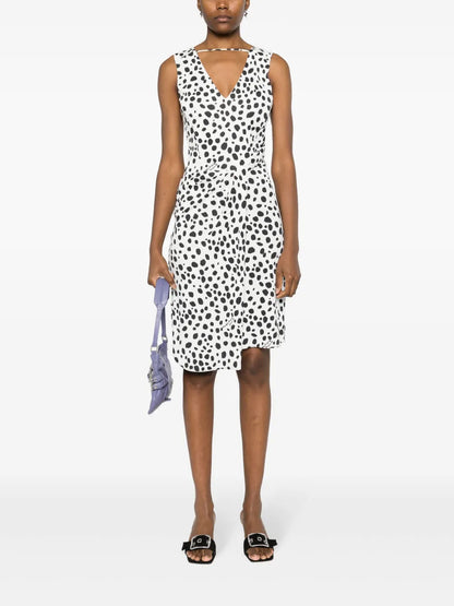Polka Dot-Print Gathered Dress