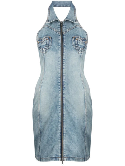 Heart-Panels Denim Minidress