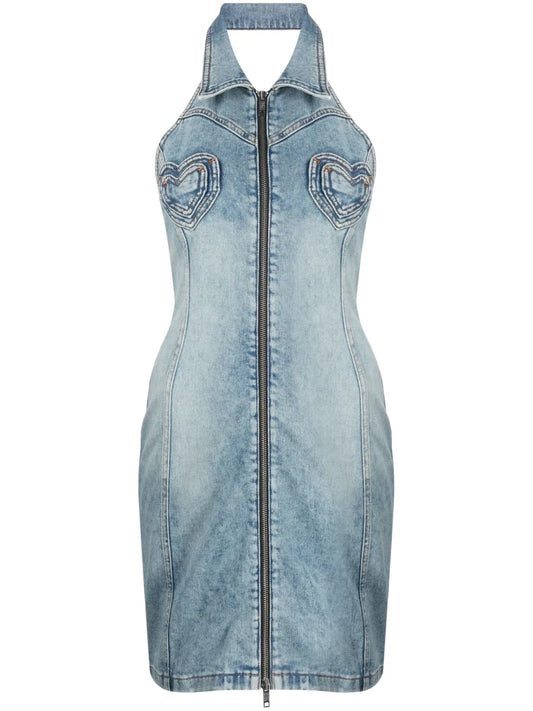 Heart-Panels Denim Minidress