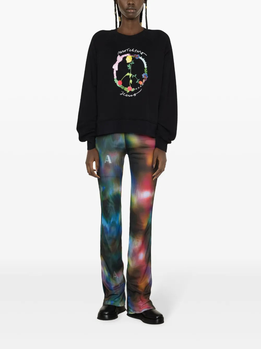 Peace Sign-Print Cotton Sweatshirt