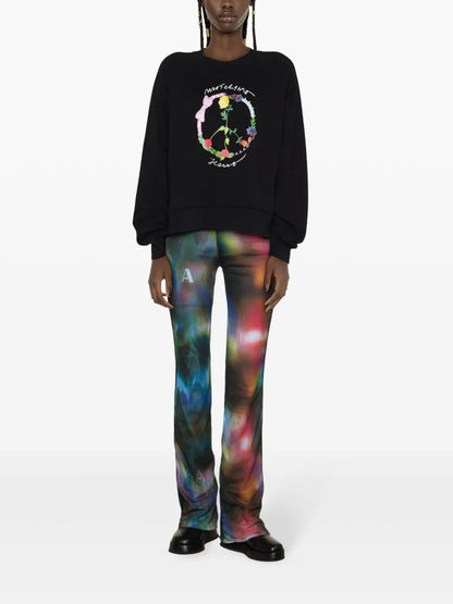 Peace Sign-Print Cotton Sweatshirt