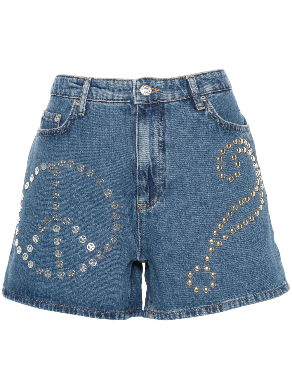 Logo-Patch Stud-Embellished Denim Shorts
