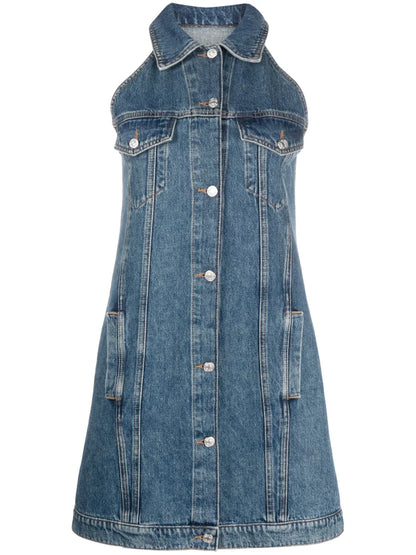 Logo-Patch Denim Minidress