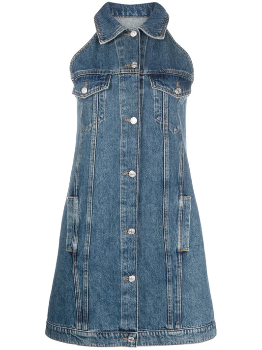 Logo-Patch Denim Minidress
