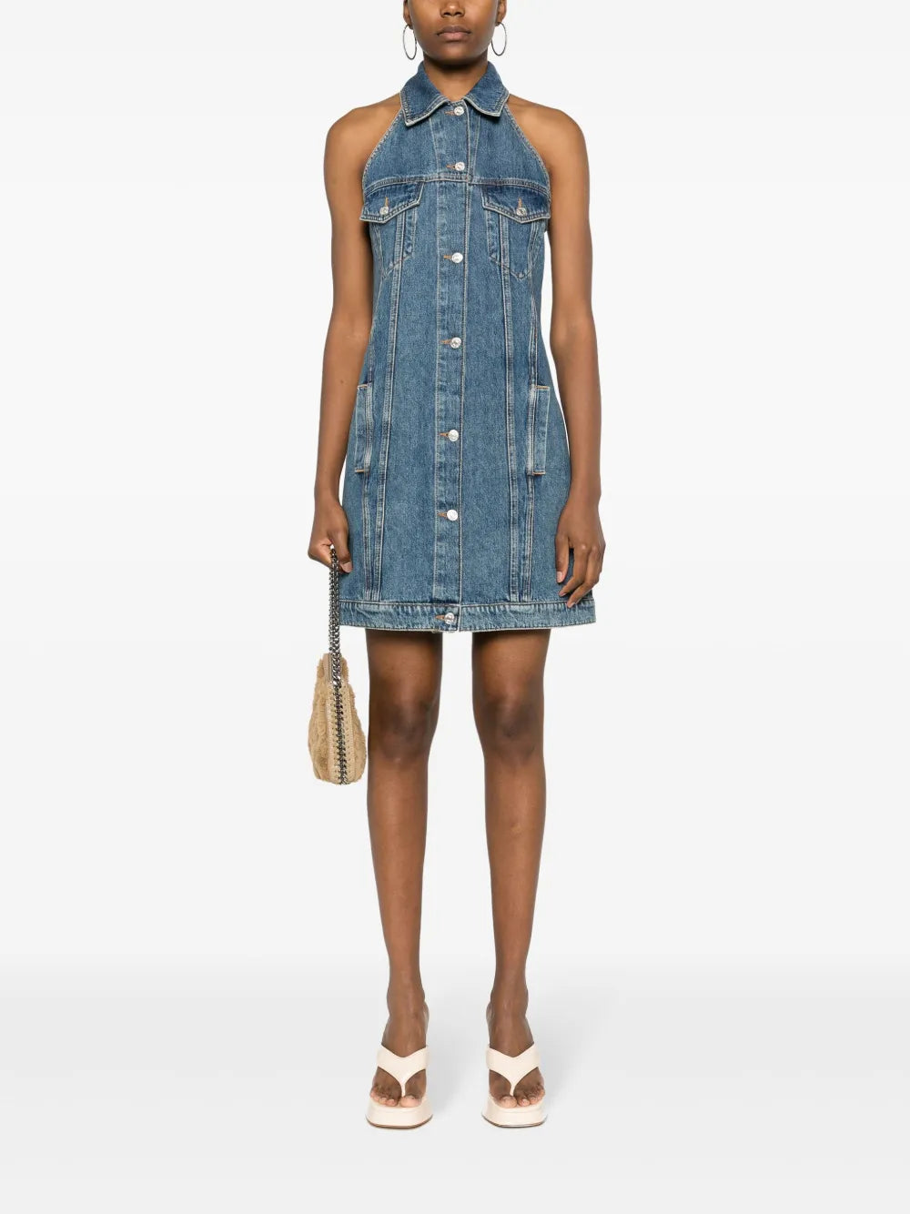 Logo-Patch Denim Minidress